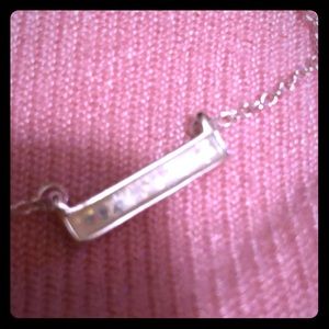 Silver mother of pearl bar necklace